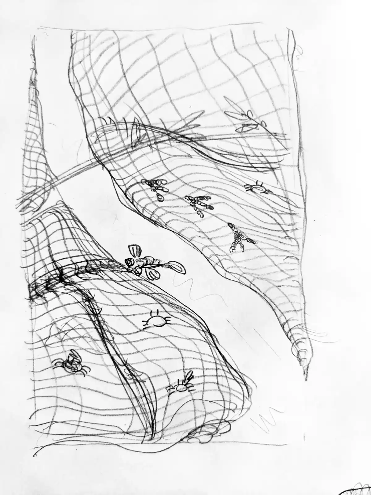 二重疏洪道計畫草稿，李偉晟想以水鳥在泥灘上留下的腳印為主題，將遷徙做為自然的一部分記憶
